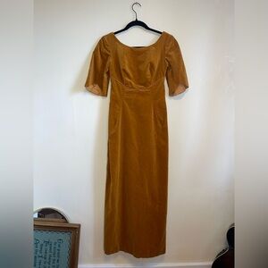 70’s golden yellow velvet prom dress